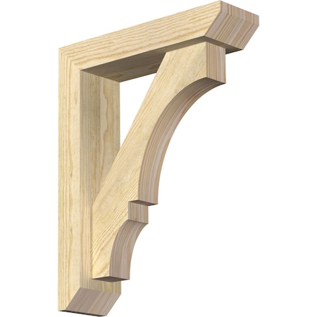 Ekena Millwork Balboa Slat Rough Sawn Bracket w/ Offset Brace, Douglas Fir, 4"W x 14"D x 18"H BKT0402X14X18BOA06RDF